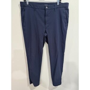 Savane Chino Pants Men 36x29 Navy Viscose Blend Stretch Flat Front Slash Pocket